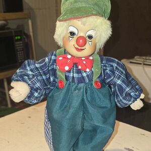 Colorful Clown Doll with Red Bow Tie